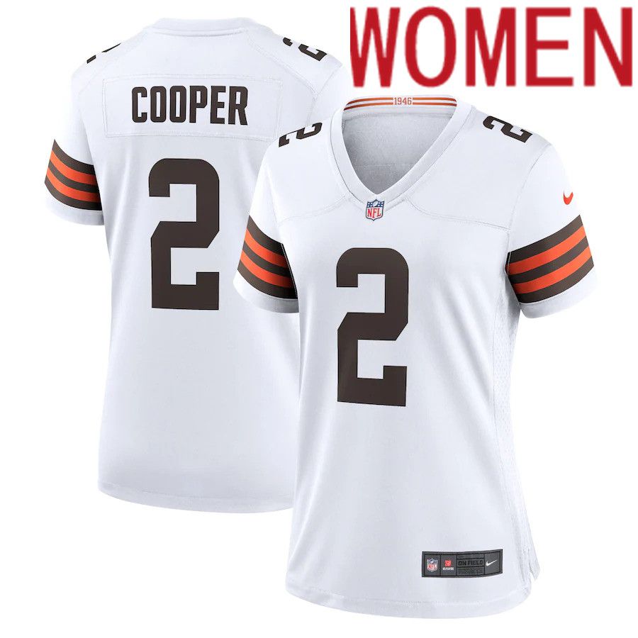 Women Cleveland Browns #2 Amari Cooper Nike White Game NFL Jersey->women nfl jersey->Women Jersey